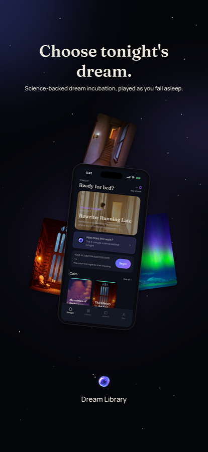 Dream Library app screenshot — tonight's dream picker